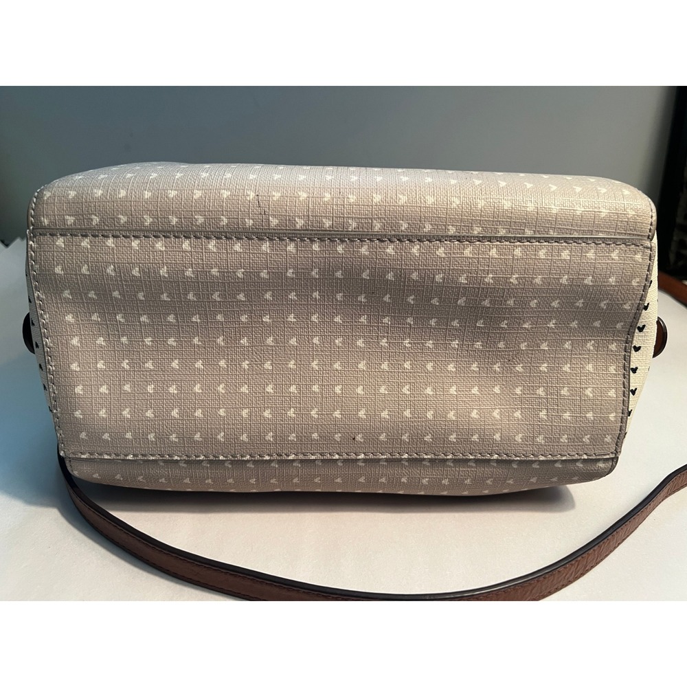 Fossil Rachel Satchel Handbag Crossbody Leather Handles Heart Print - Picture 5 of 13